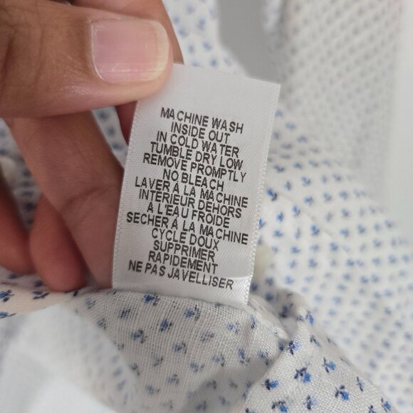 Frank & Eileen White Linen Floral Barry Button-up Shirt w/ Pocket Women's Sz XS - Picture 11 of 11